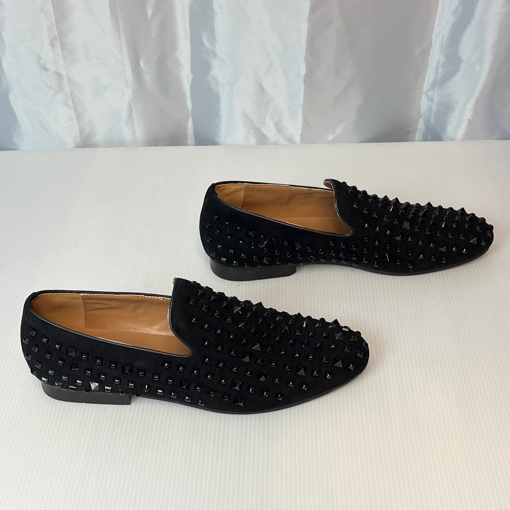 Silvio Men’s Black Studded Loafers v2275 - Picture 3 of 10